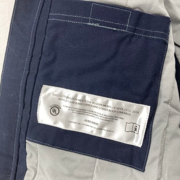 Carhartt Men's Navy Fire Resistant Full Swing Jacket Duck Coat 102182-410 M NWT - Picture 8 of 14